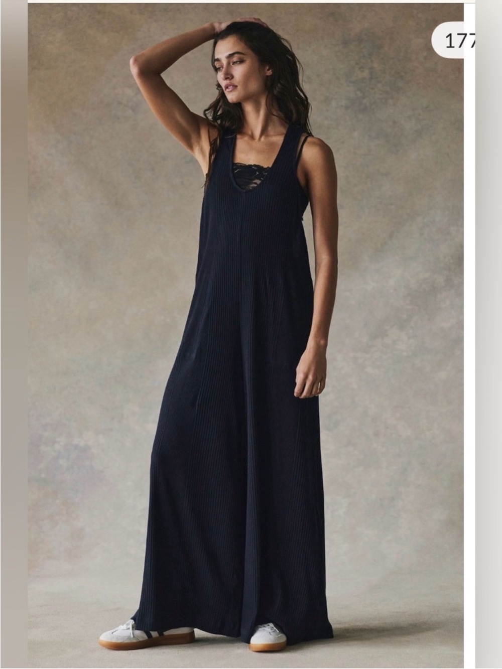 Free People Black Ribbed Zena Wide-Leg Jumpsuit—BRAND NWT - Picture 4 of 6